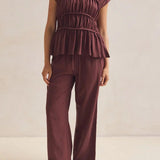 Elodie | Women Top With Ruched Bodice Peplum Hem