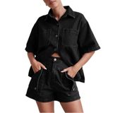 Rowan | Women's Denim Two Piece Set Cargo Shorts