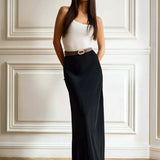 Seraphine | Women's Satin Maxi Skirt with Fishtail Hem