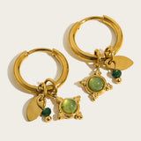 Celeste | Women's Hoop Earrings with Stone Charm and Hinged Closure