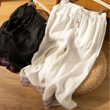 Savannah | Women's Pants with Elastic Waistband and Embroidered Hem