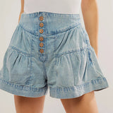 Francesca | Women's Shorts with Button Waist and Ruched Panels