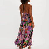 Valerie | Women's Halter Maxi Dress with Open Back and Pleated Skirt