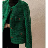 Leonora | Women's Short Velvet-Texture Coat with Gold Button Detail