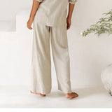 Calla | Women's Pants with Ruffled Waistband and Tie Belt
