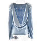 Elara | Women’s Satin Long Sleeve Bell Cuff Top