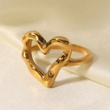Liora | Women Ring with Heart Design and Gold Plating