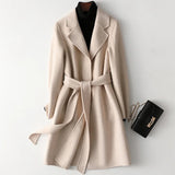 Sally | Women's 100% Wool Midi Coat with Belted Waist