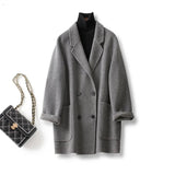 Cecilia | Women's Double-Breasted Wool Coat with Structured Straight Cut