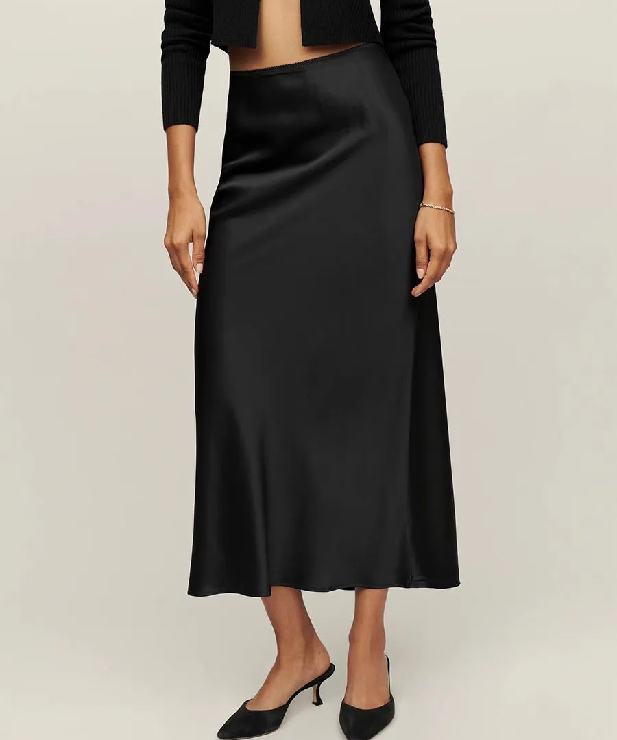 Sienna | Women's Skirt with Satin Fabric and Standard Fit