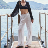 Marina | Women's Pants with Drawstring Waistband and Wide Legs