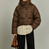 Veyra | Women's Quilted Cropped Jacket with High Neck and Bold Front Clasps