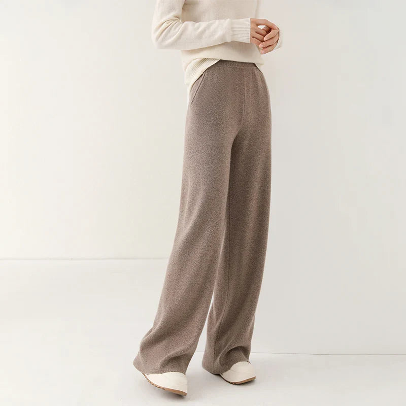 Viviana | Women's Merino Wool Wide Leg Pants with Elastic Waist