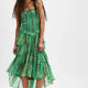 Margot | Women's Floral Print Midi Dress with Smocked Bodice