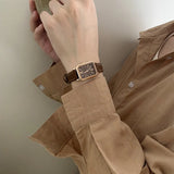 Audrey | Women Wrist Watch with Rectangle Dial and Leather Strap