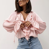 Liora | Women Blouse With Drawstring Sleeve Detail