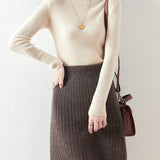 Camilla | Women's Skirt with Ribbed Texture and Midi Length