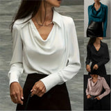 Avery | Women Top With DrapedCowl PolyesterSilk