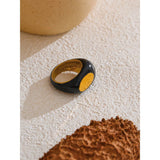 Vanta | Women Ring with Black Design and Gold Accent