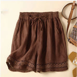 Lenora | Women's Shorts with Drawstring Waist and Lace Trim