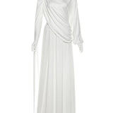 Alma | Women's Asymmetric Chiffon Two Piece Set with High Waist Skirt