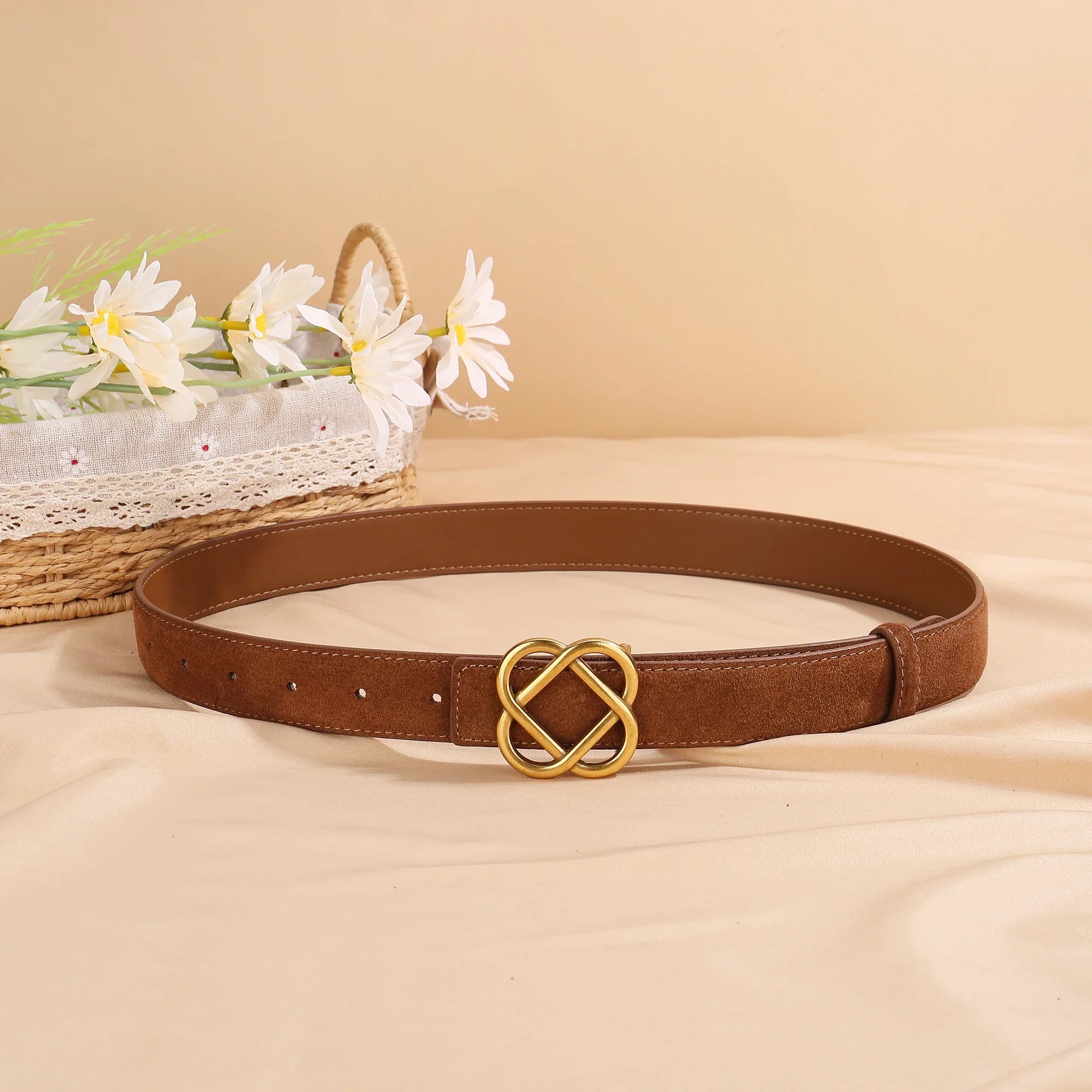 Everlyn | Women Belt with Suede Material and Knot Buckle