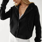 Beth | Women's Cropped Zip Hoodie with Oversized Fit and Soft Cotton Fabric