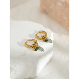Celeste | Women's Hoop Earrings with Stone Charm and Hinged Closure