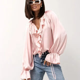 Liora | Women Blouse With Drawstring Sleeve Detail