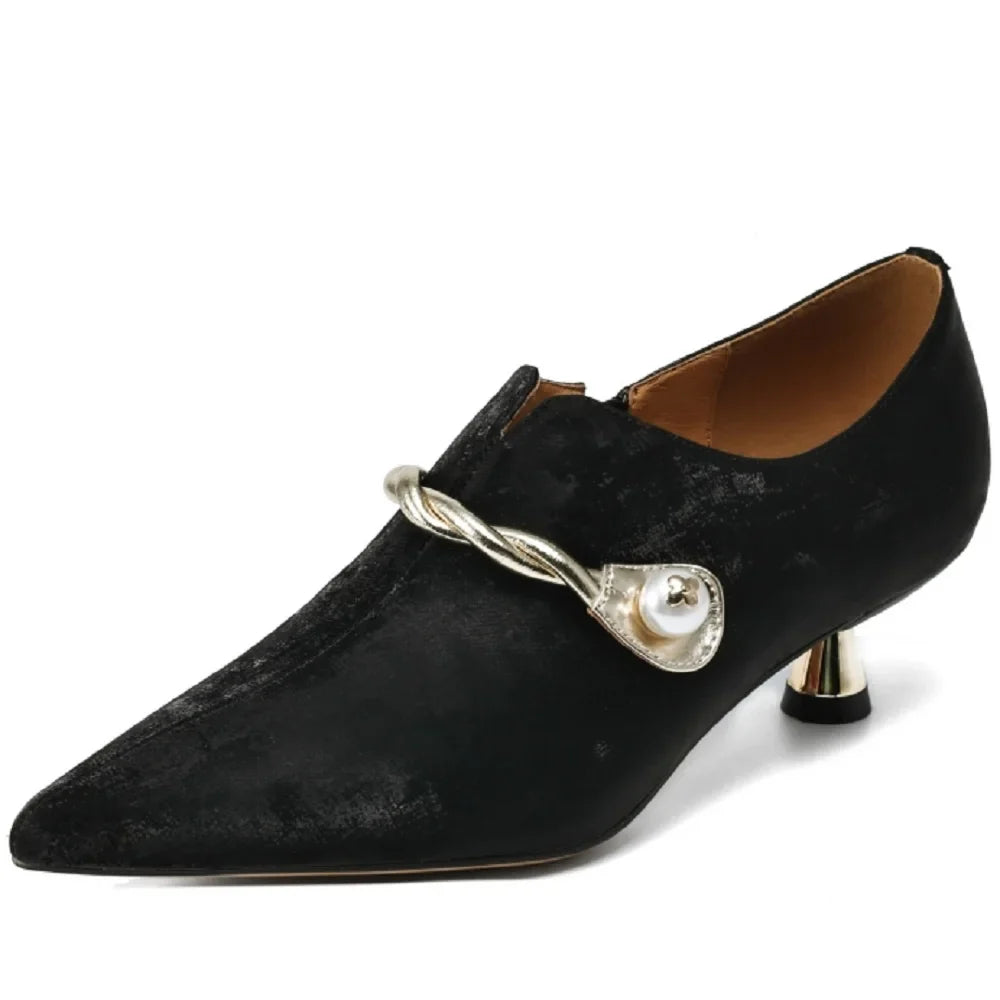 Ellen | Women Mid-Heels with Pointed Toe and Metallic-Accents