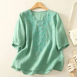 Eloria | Women Top With Cotton Linen Embroidery