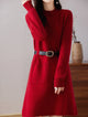 Edith | Women's Wool Cashmere Knit Dress with Half-Turtleneck and Pockets
