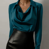 Avery | Women Top With DrapedCowl PolyesterSilk