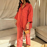 Taylor | Women's Cotton Linen Two Piece Set Trousers