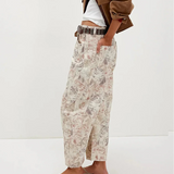 Florence | Women's Printed Wide Leg Denim Pants with High Waist