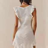 Maribelle | Women's Ruffled Crochet Knit Cover-Up Dress