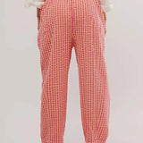 Evangeline | Women's Relaxed Check Pants with Elastic Waist