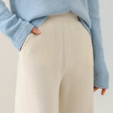 Viviana | Women's Merino Wool Wide Leg Pants with Elastic Waist