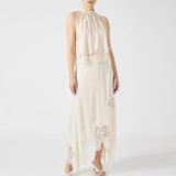 Isabelle | Women's Satin Lace Halter Dress