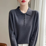 Harriet | Women Polo Sweater With Button Front Design