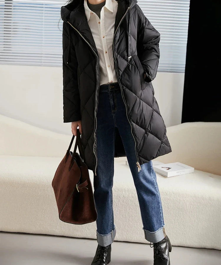 Corinne | Women's Hooded Quilted Down Coat with Dual Zip Closure
