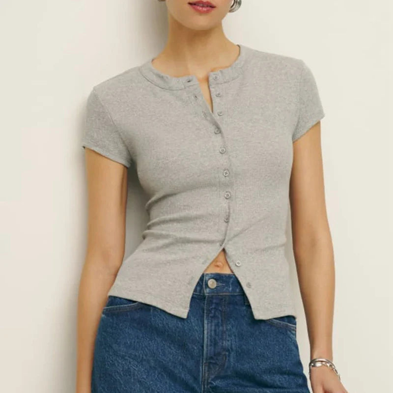 Mina | Women Top With Button Up Closure