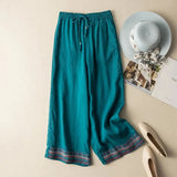 Savannah | Women's Pants with Elastic Waistband and Embroidered Hem