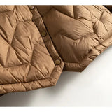 Natalie | Women's Chevron Quilted Duck Down Jacket with Snap Button Closure
