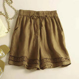 Lenora | Women's Shorts with Drawstring Waist and Lace Trim