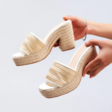 Célie | Women Heels with Orthopedic Insoles and Raffia