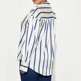 Delaney | Women Blouse With Satin Stripe Design