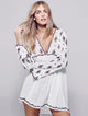 Lydia | Women's Embroidered Crinkle Cotton Mini Dress with V-Neck