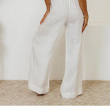 Calla | Women's Pants with Ruffled Waistband and Tie Belt