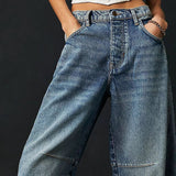 Arabella | Women's Mid Waist Wide Leg Jeans with Ankle Length